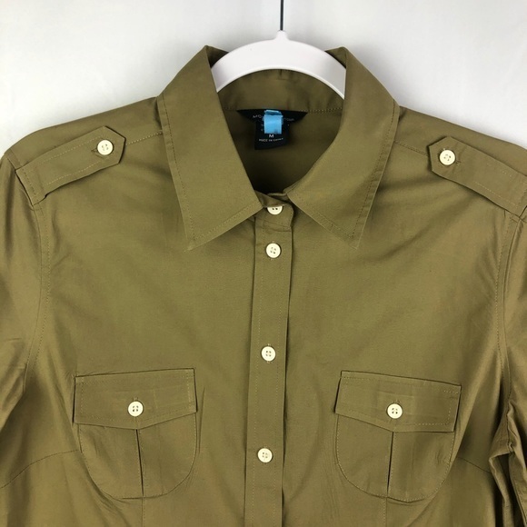 MODA INTERNATIONAL Olive Green Button Up Blouse. - Picture 1 of 7